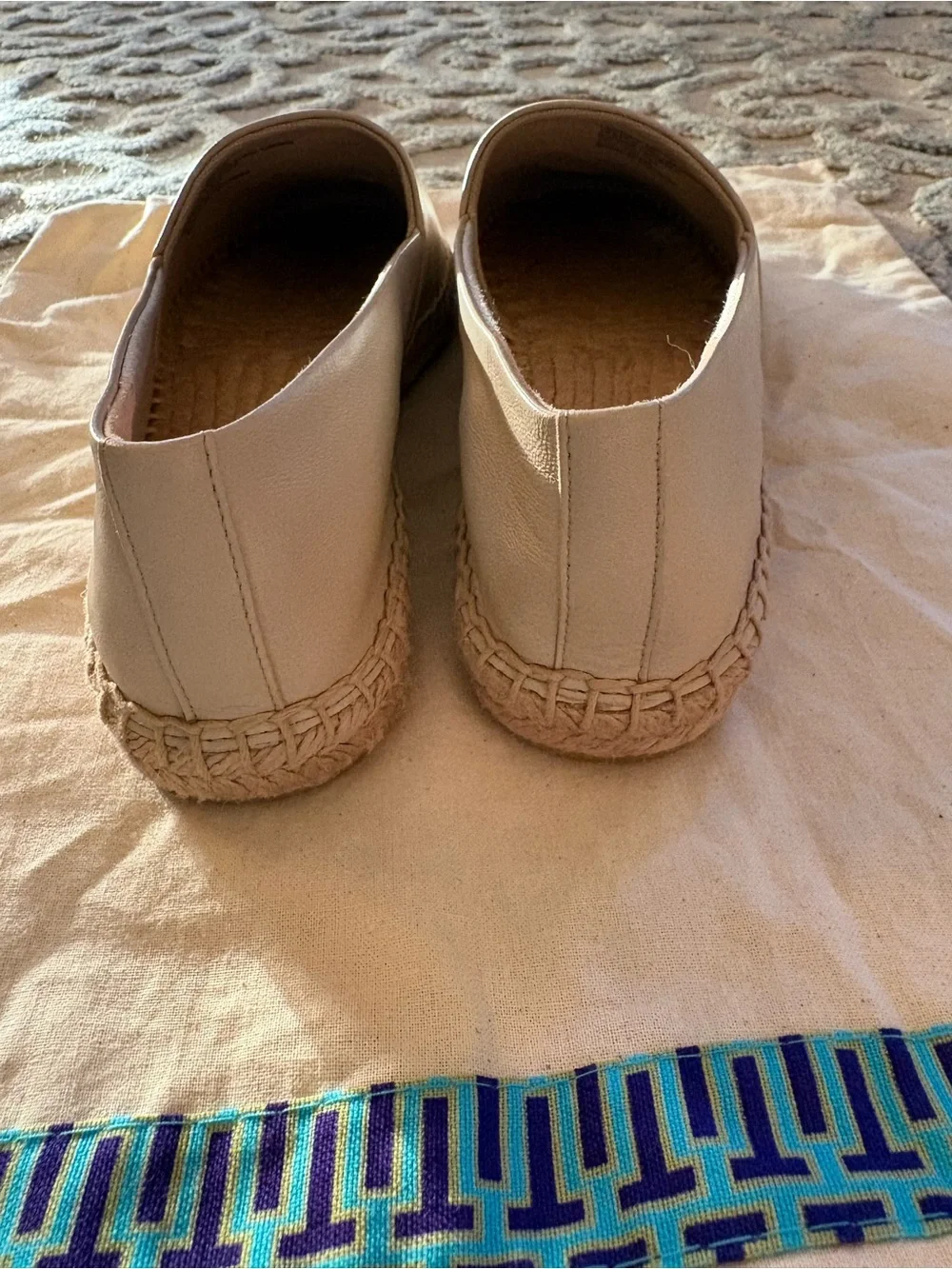 Tory Burch Women's Cream Leather Espadrille Slip-Ons